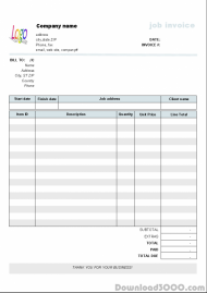 Job Service Invoice Template screenshot